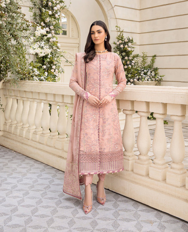 Pink Embroidered Pakistani Party Wear Salwar Kameez Dupatta