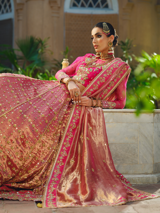 Pink Lehenga Choli and Dupatta Pakistani Wedding Dress Online