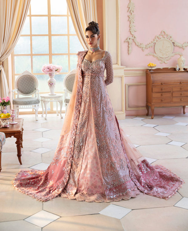 Pink Lehenga and Pishwas Frock Pakistani Wedding Dress