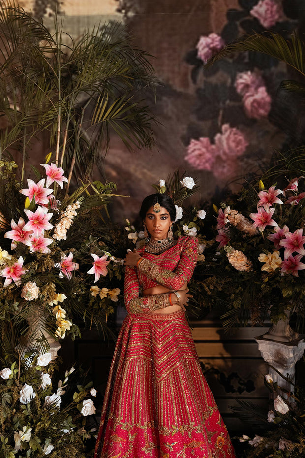 Pink Pakistani Bridal Dress in Choli Lehenga Style Online