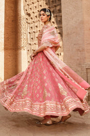 Pink Pakistani Bridal Dress in Traditional Pishwas Frock Style