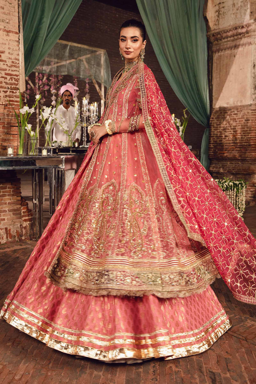 Premium Pink Pakistani Bridal Frock Lehenga for Elegant Weddings