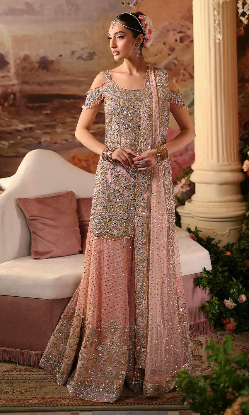Pink Sharara Kameez Dupatta Pakistani Wedding Dress Online