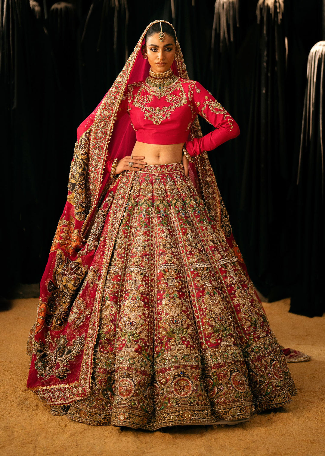 Pink Bridal Lehenga Choli Dupatta Dress for Wedding