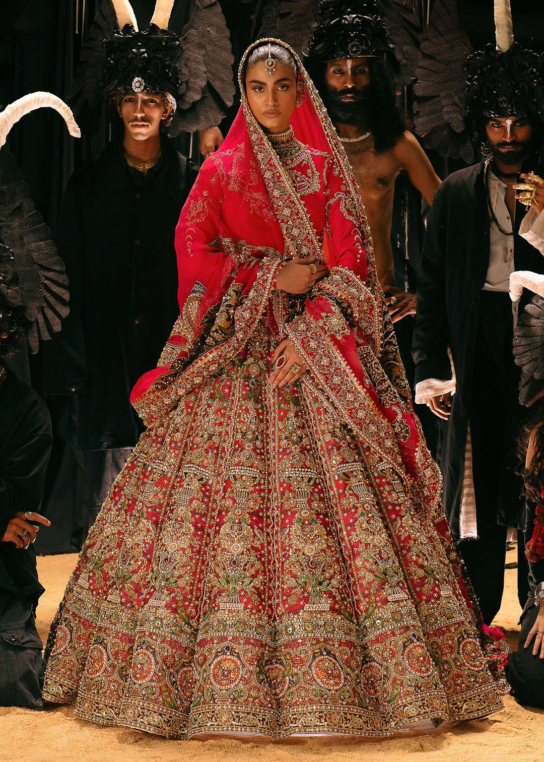 Pink Bridal Lehenga Choli and Dupatta Dress for Wedding
