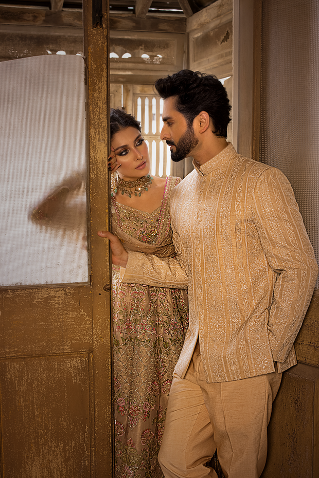Pishwas Frock Style Pakistani Bridal Dress for Wedding Nameera by Farooq