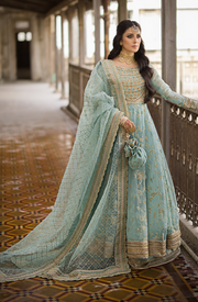 Pishwas Frock and Sharara Blue Pakistani Bridal Dress
