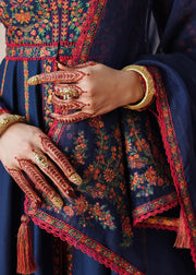 Pishwas Frock and Sharara Blue Pakistani Wedding Dress Online
