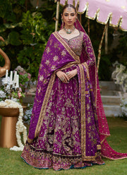 Plum Pakistani Bridal Dress Embellished Lehenga Choli Dupatta