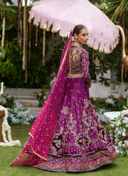 Plum Pakistani Bridal Heavily Embellished Lehenga Choli