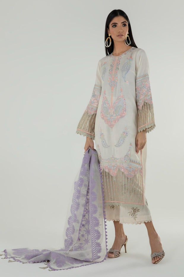 Premium Beige Embroidered Pakistani Salwar kameez Dupatta