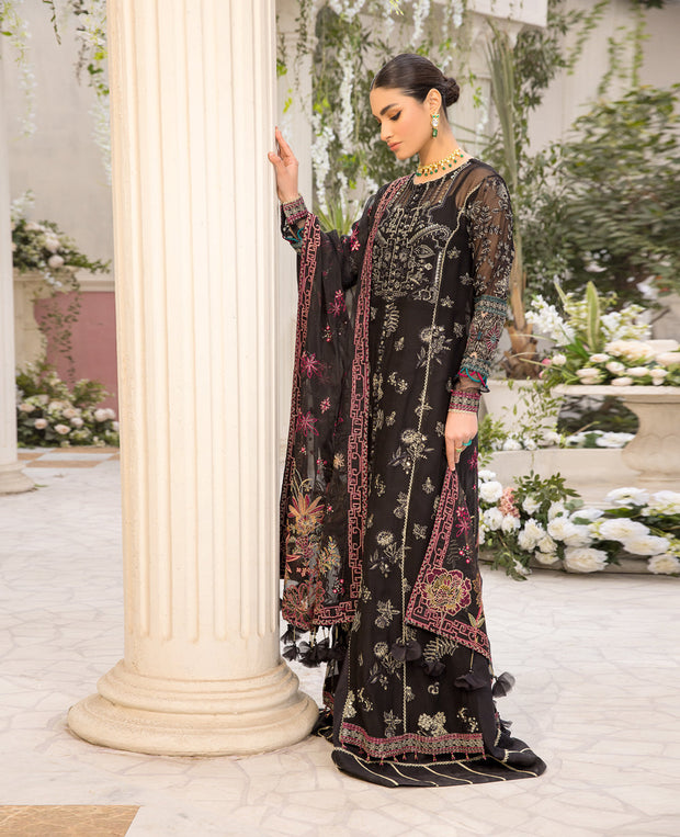 Premium Black Embroidered Long Frock Dupatta forParty Wear 2023