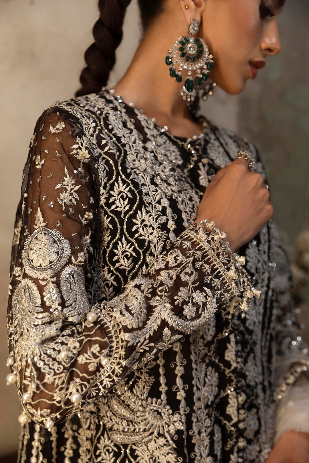 Black Monochrome Elegance Pakistani Party Dress
