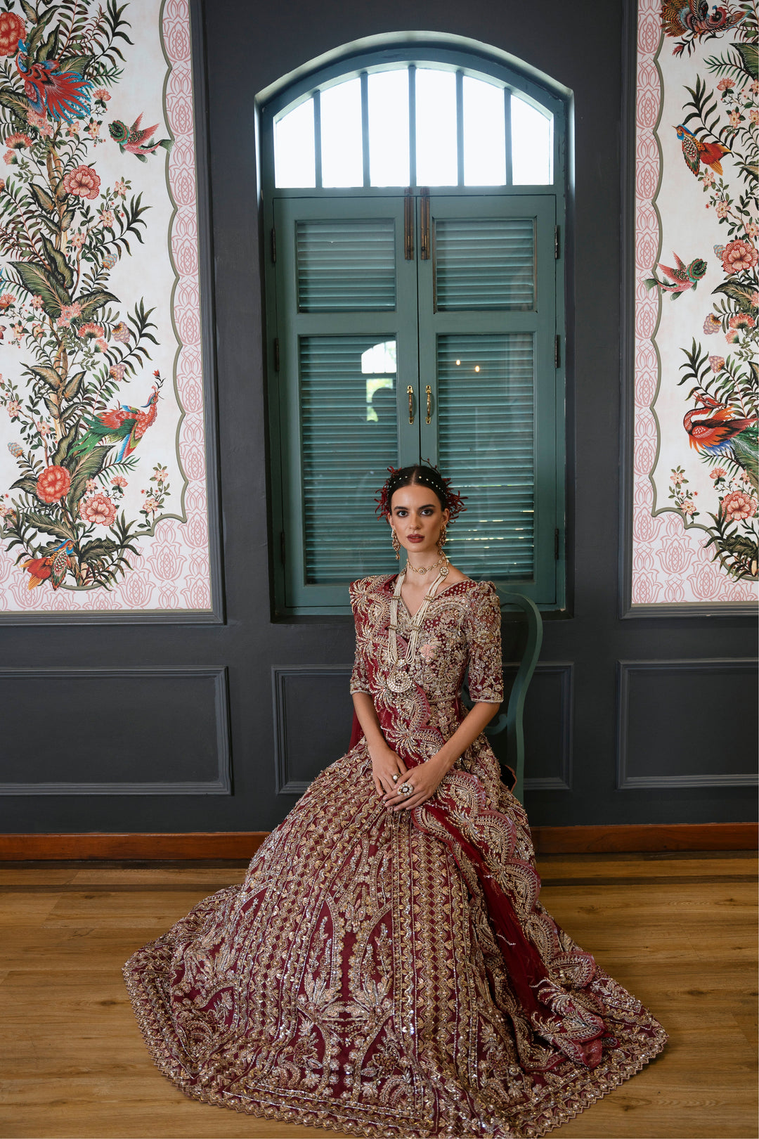 Deep Maroon Pakistani Bridal Lehenga & Choli – Elegance Redefined