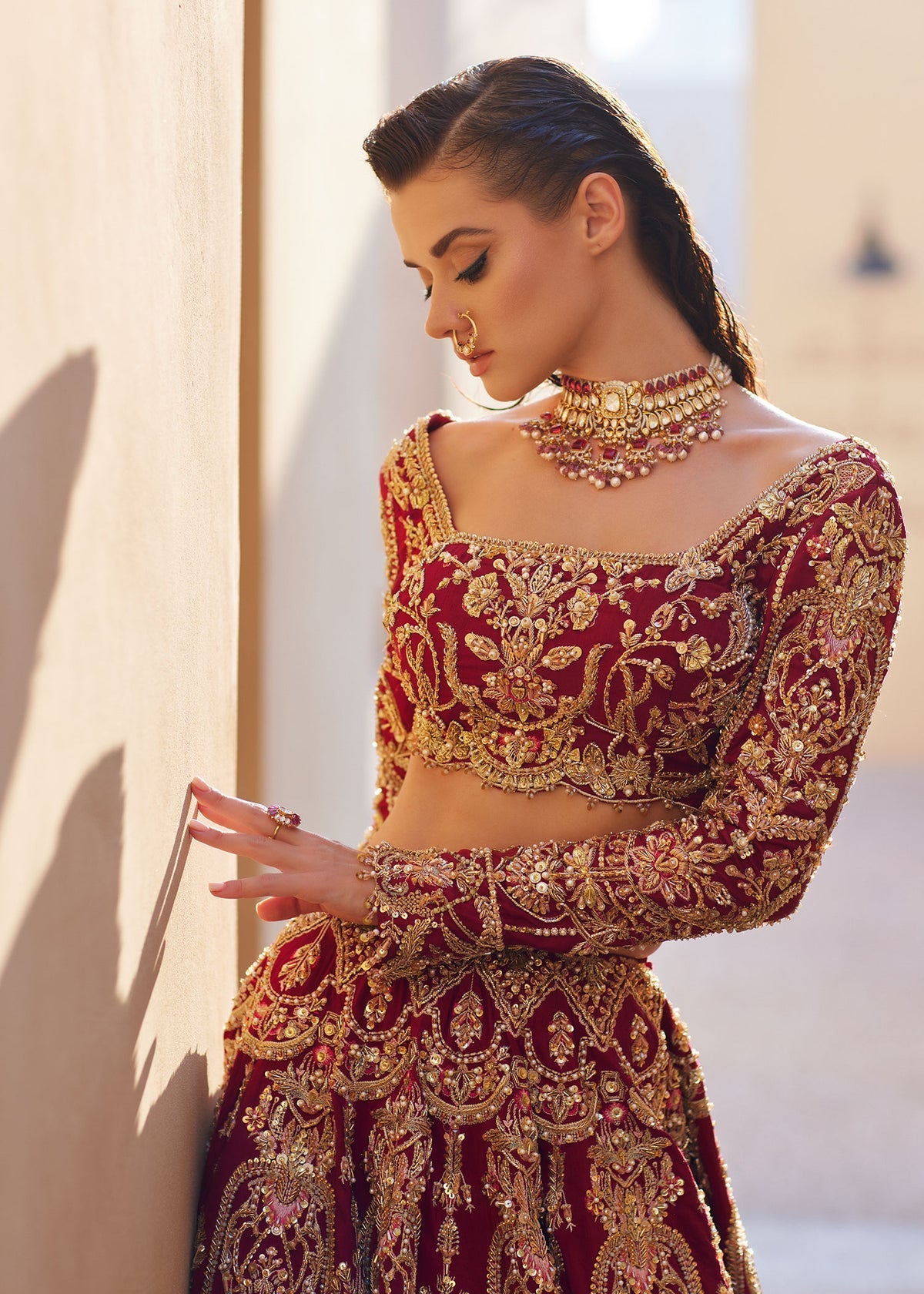 Embellished Choli Lehenga Style Pakistani Bridal Dress – Nameera by Farooq