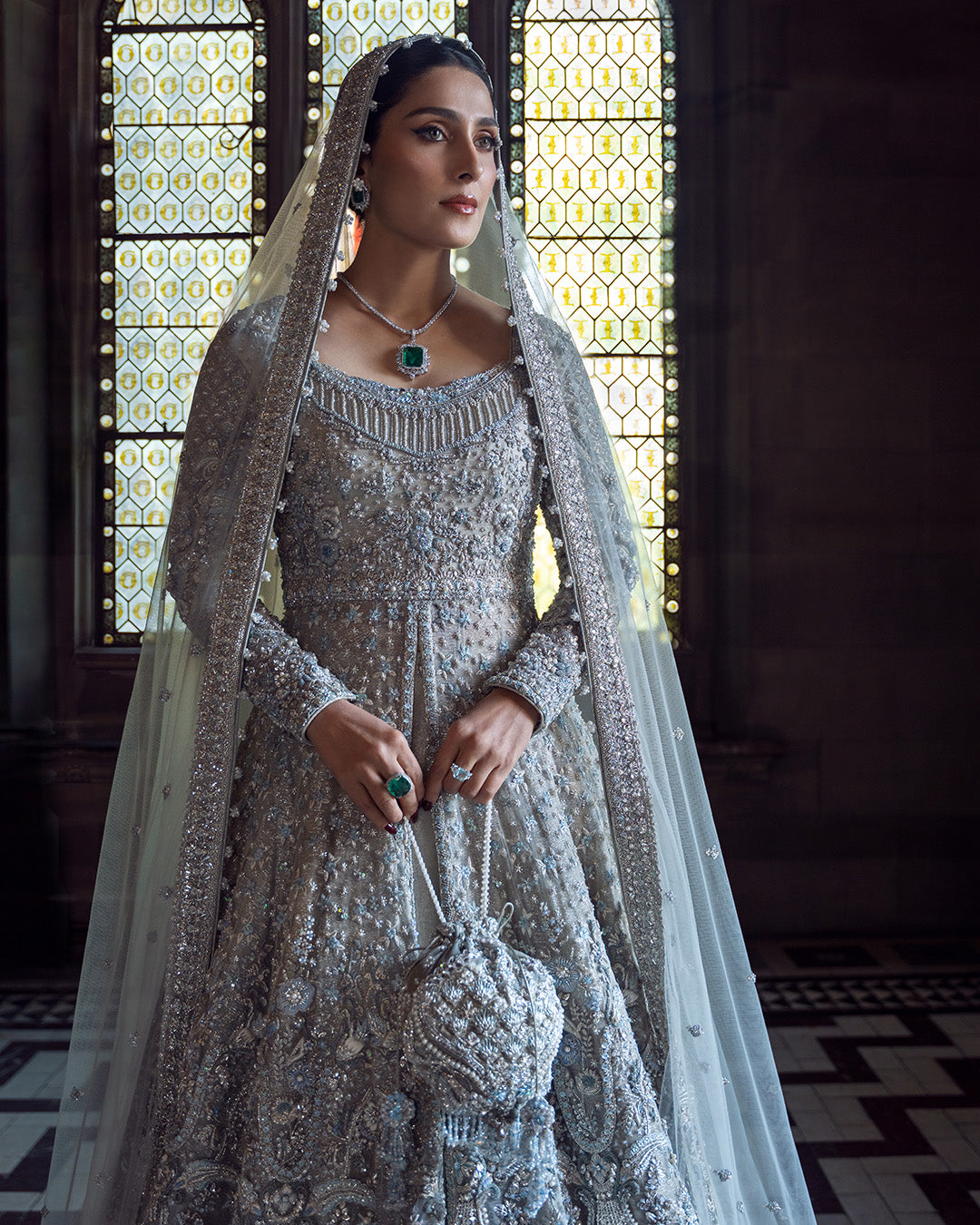Elegant Pakistani Bridal Dress - Open Gown Lehenga