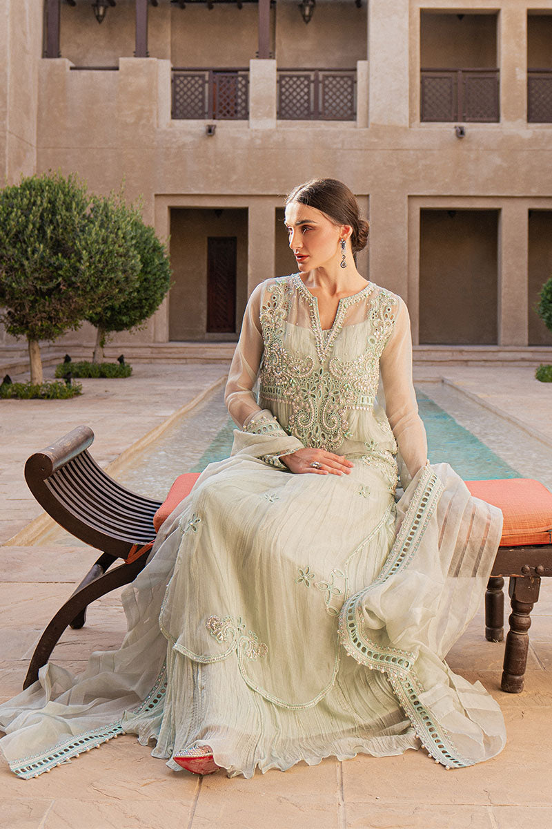 Premium Embellished Sea Green Pakistani Long Kameez Salwar Dupatta
