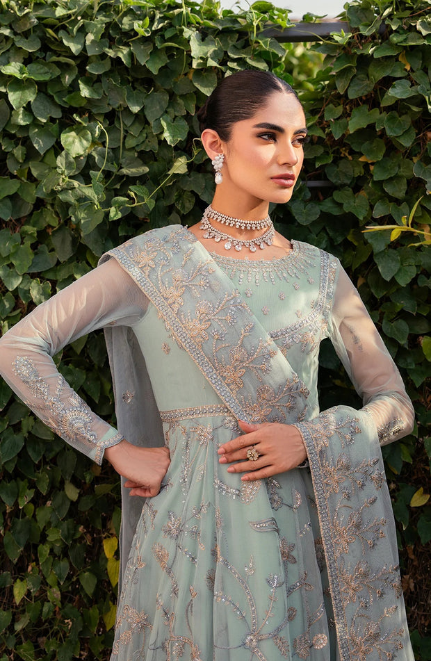 Premium Embroidered Pakistani Party Dress in Raw Silk