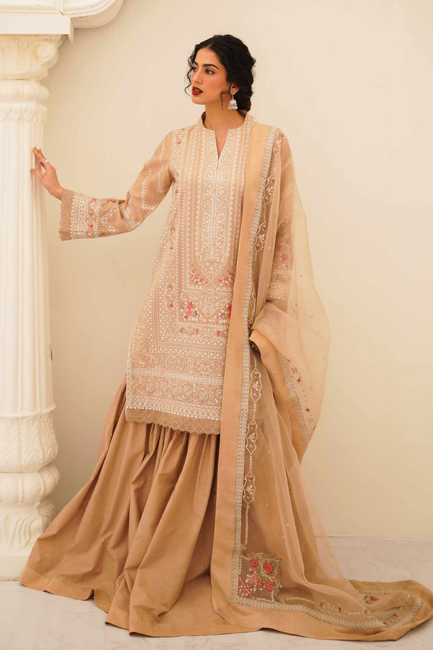 Embroidered Peach Pakistani Salwar Kameez For Party Dress