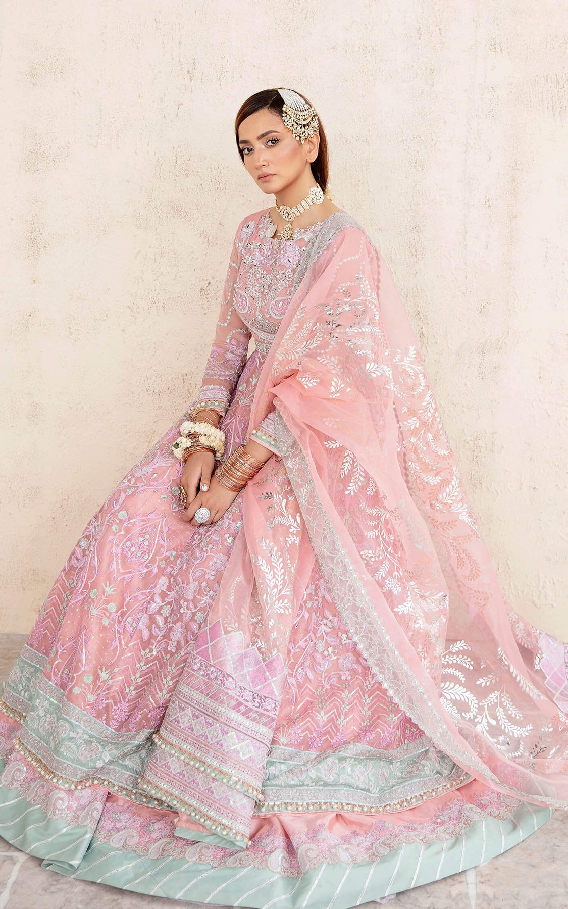 Pink farsi tissue party wear