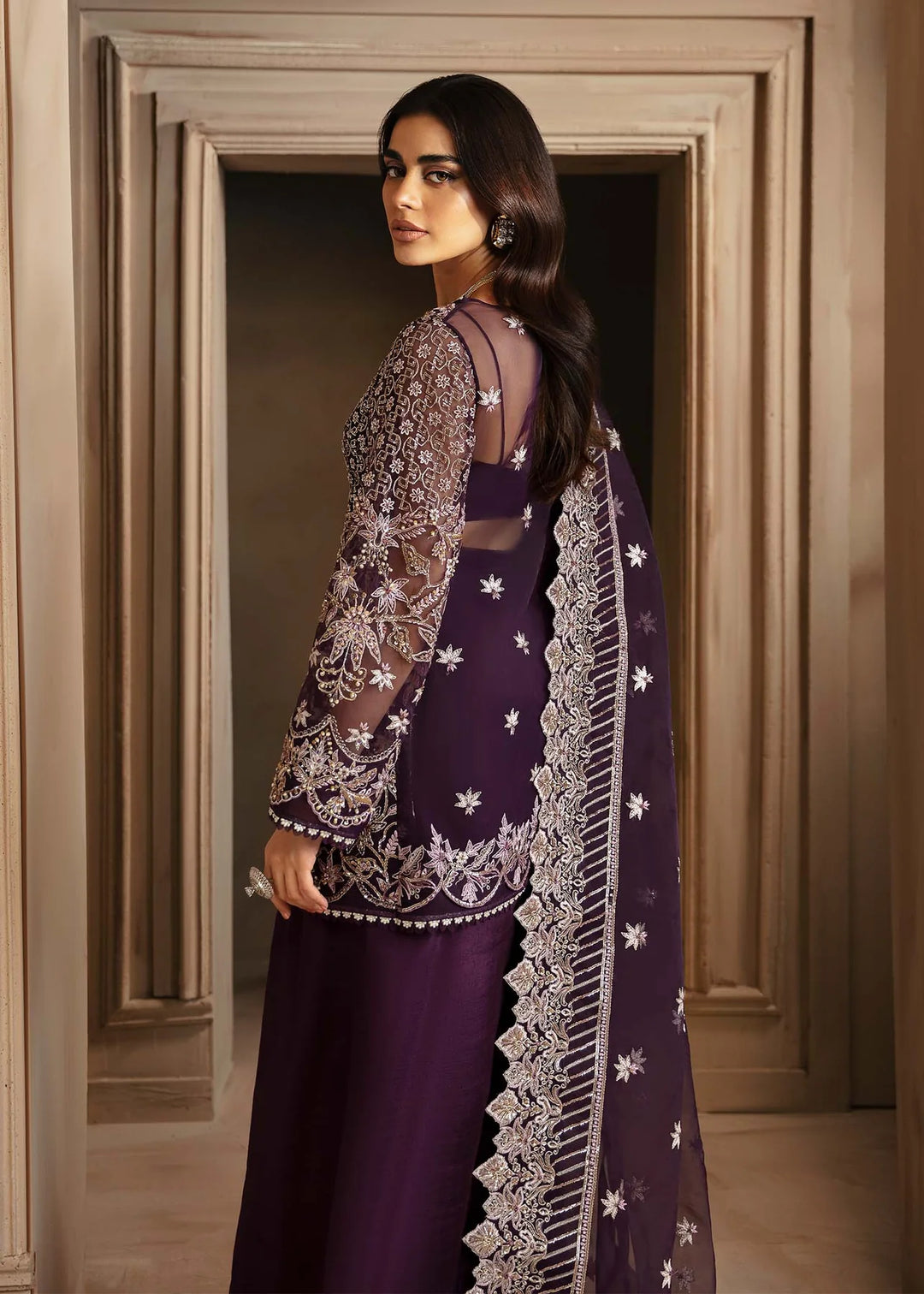 Premium Embroidered Purple Pakistani Wedding Dress