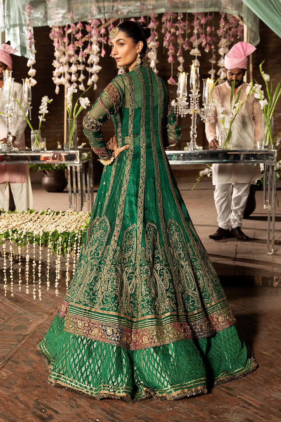 green mehendi dress for bride Mehndi in Bridal Lehenga and Frock Style – Nameera by Farooq color-Jewel