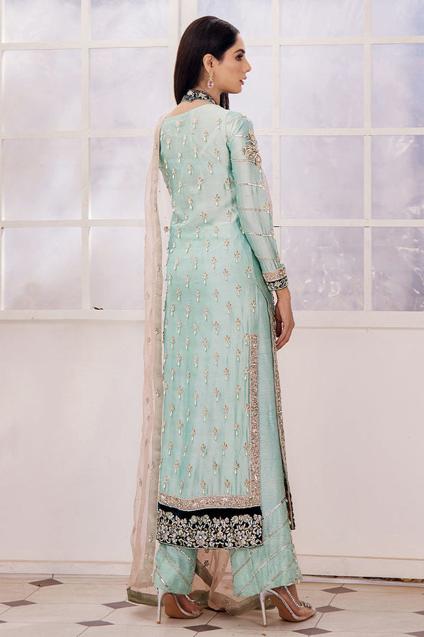 Premium Ice Blue Kameez Trouser Dupatta Pakistani Wedding Dress