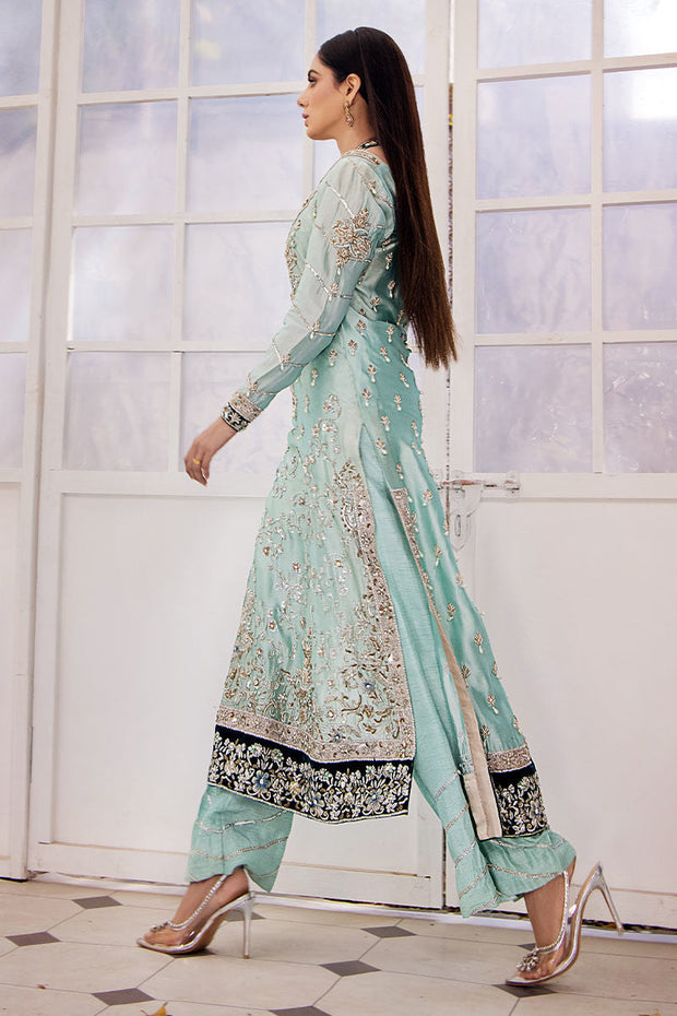 Premium Ice Blue Kameez Trouser Pakistani Wedding Dress Online