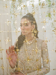 Premium Kameez TrouserDupatta Golden Pakistani Wedding Dress