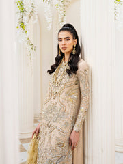 Premium Kameez Trouser Golden Pakistani Wedding Dress Online