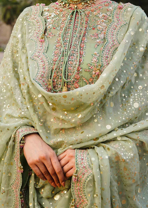 Premium Kameez and Sharara Mint Green Pakistani Wedding Dress