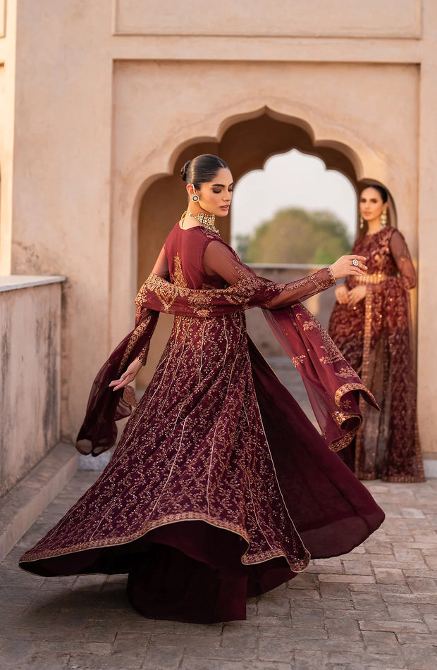 Premium Maroon Red Frock Pakistani Party Dress