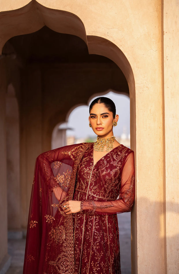 Premium Maroon Red Frock Pakistani Party Dress