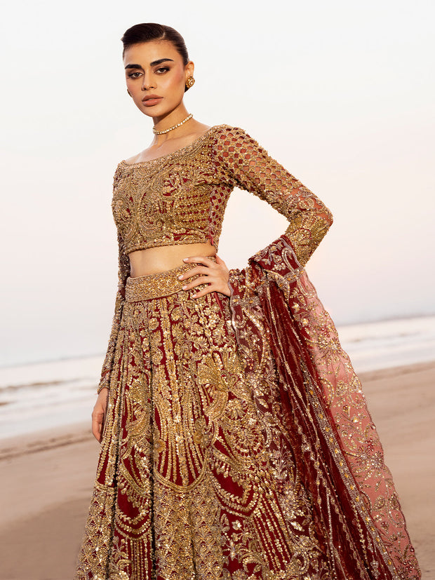 Premium Maroon Red Lehenga Pakistani Bridal Dress in Fremont