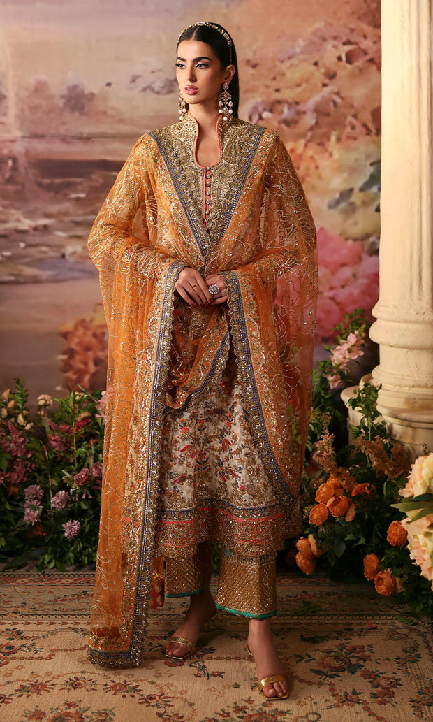 Premium Off White Kameez Trouser Style Pakistani Wedding Dress
