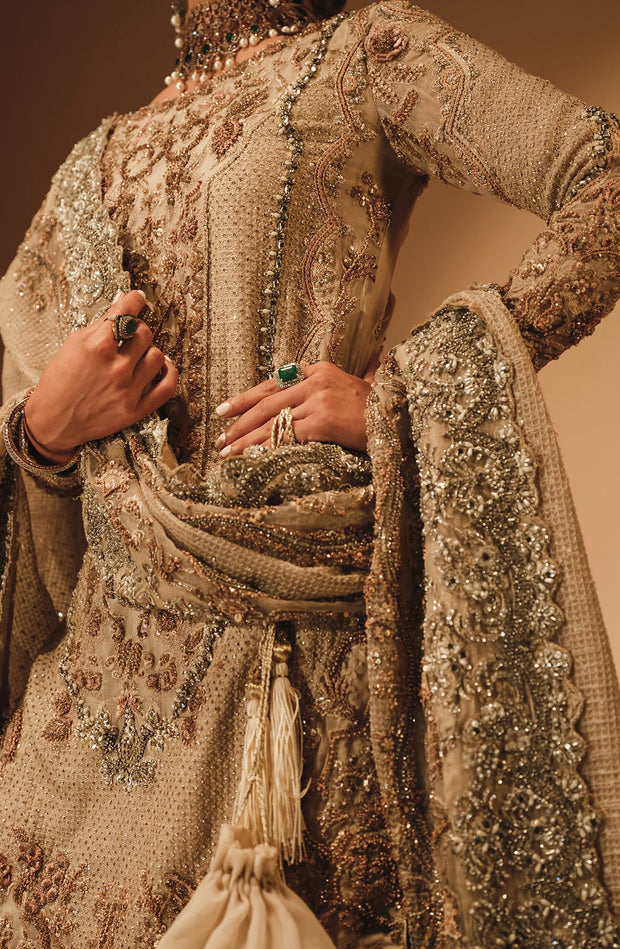 Premium Pakistani Bridal Dress in Farshi Gharara Kameez Style