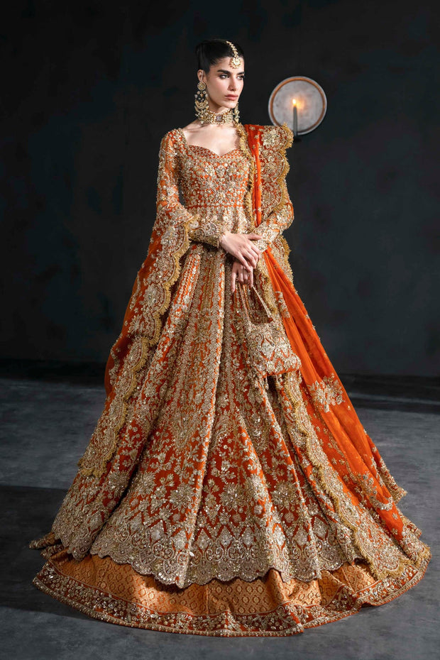 Premium Pakistani Bridal Dress in Lehenga Pishwas Frock Style