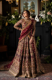 Premium Pakistani Bridal Dress in Maroon Lehenga Choli Style
