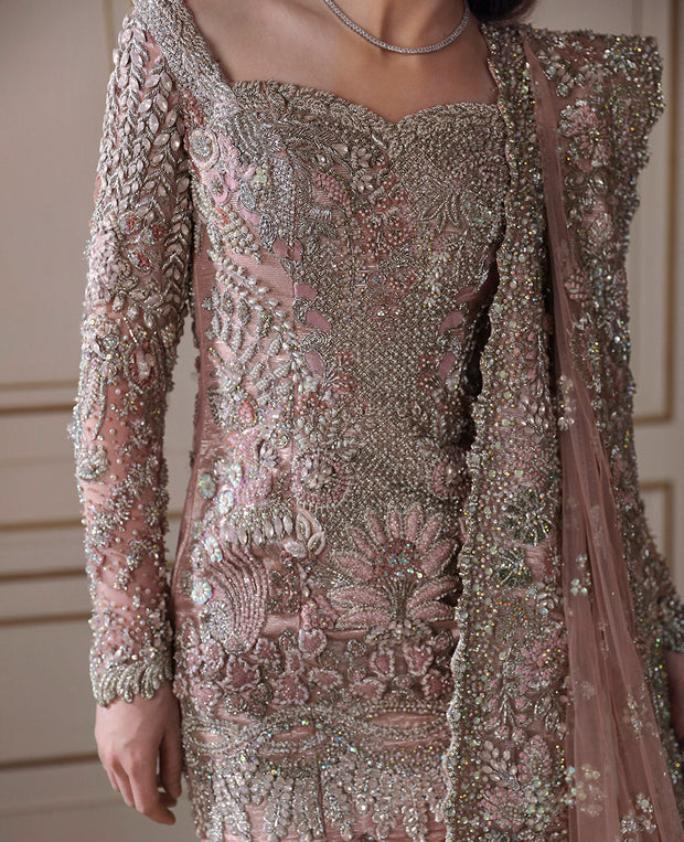 Premium Pakistani Bridal Dress in Mermaid Lehenga Shirt Style