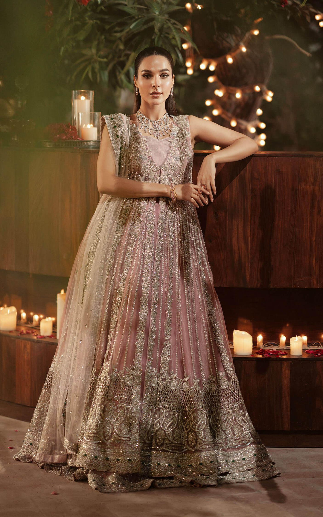 Elegant Pakistani Bridal Gown & Lehenga - Pink Ensemble