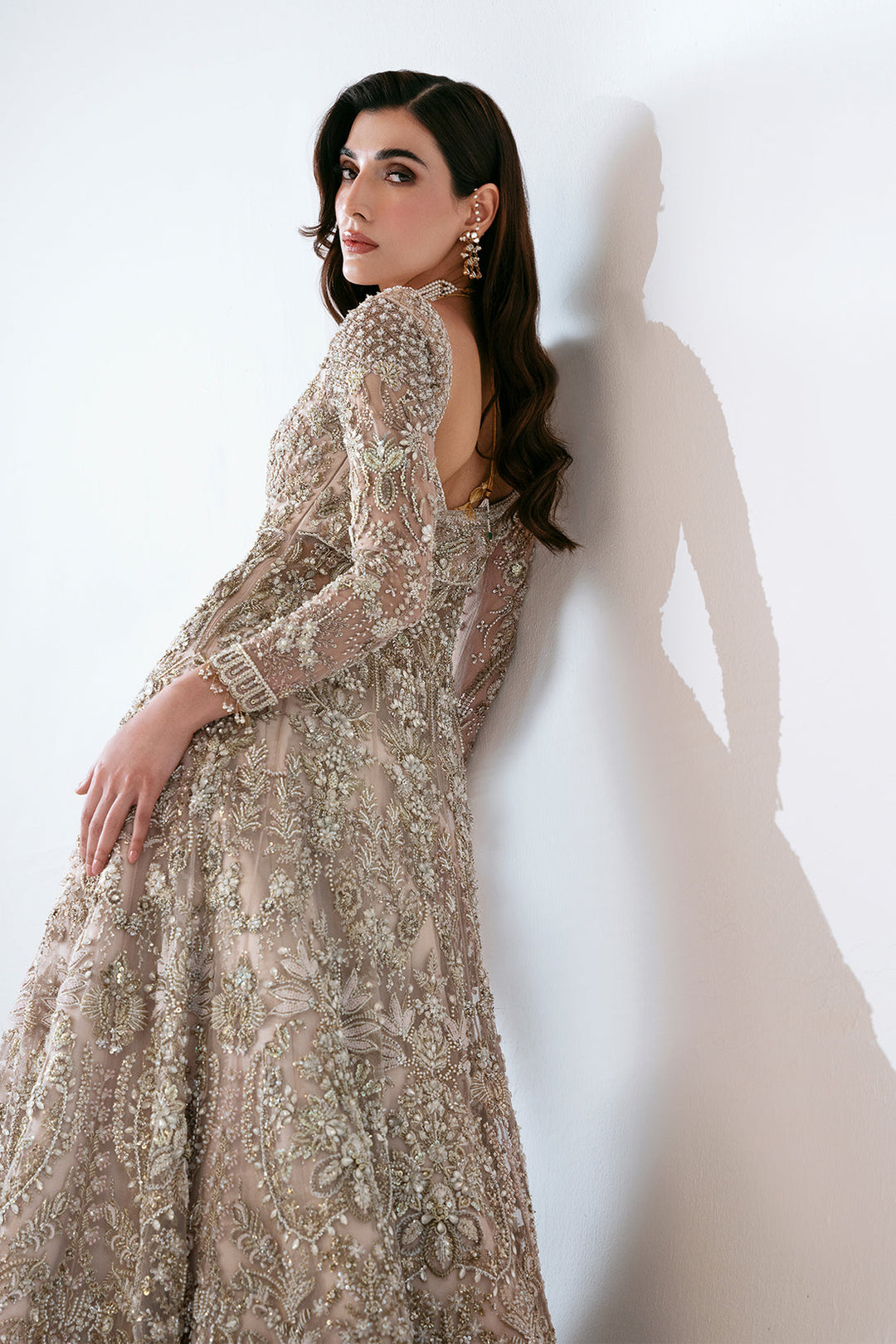 Premium Pakistani Bridal Dress in Pink Pishwas Lehenga Style