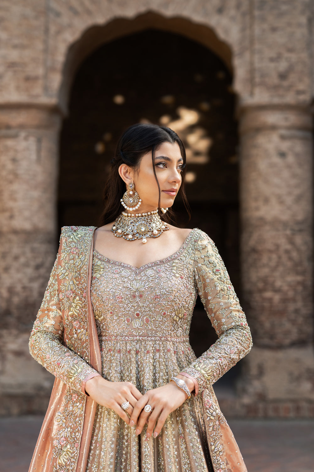 Premium Pakistani Bridal Dress in Pishwas Frock Lehenga Style