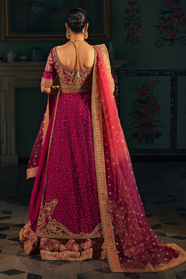 Premium Pakistani Bridal Dress in Purple Lehenga Shirt Style