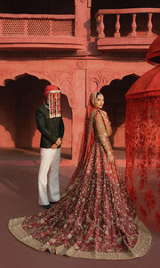 Premium Pakistani Bridal Dress in Raw Silk Lehenga Choli Style