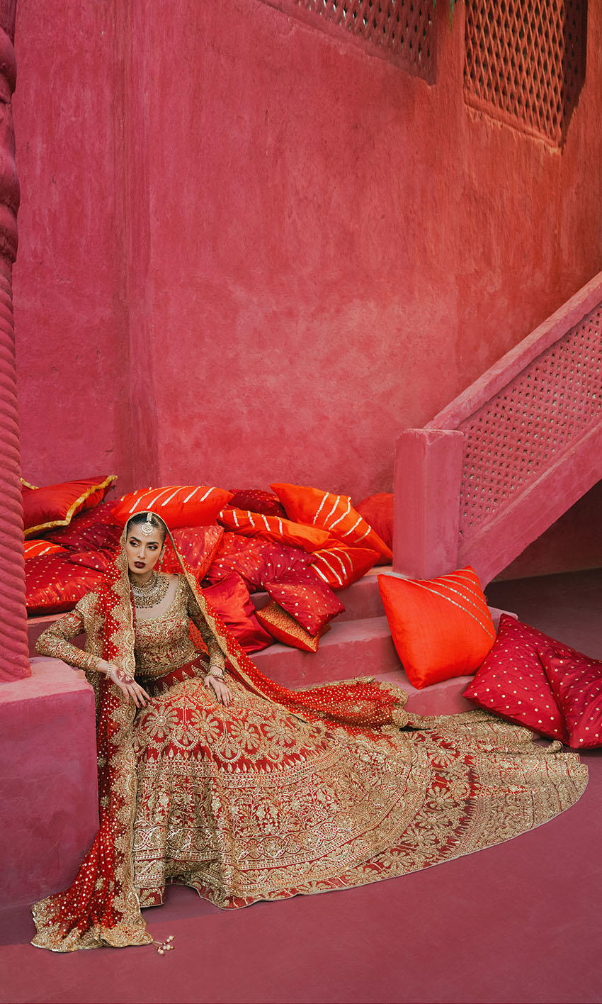 Luxurious Red Pakistani Bridal Lehenga and Choli