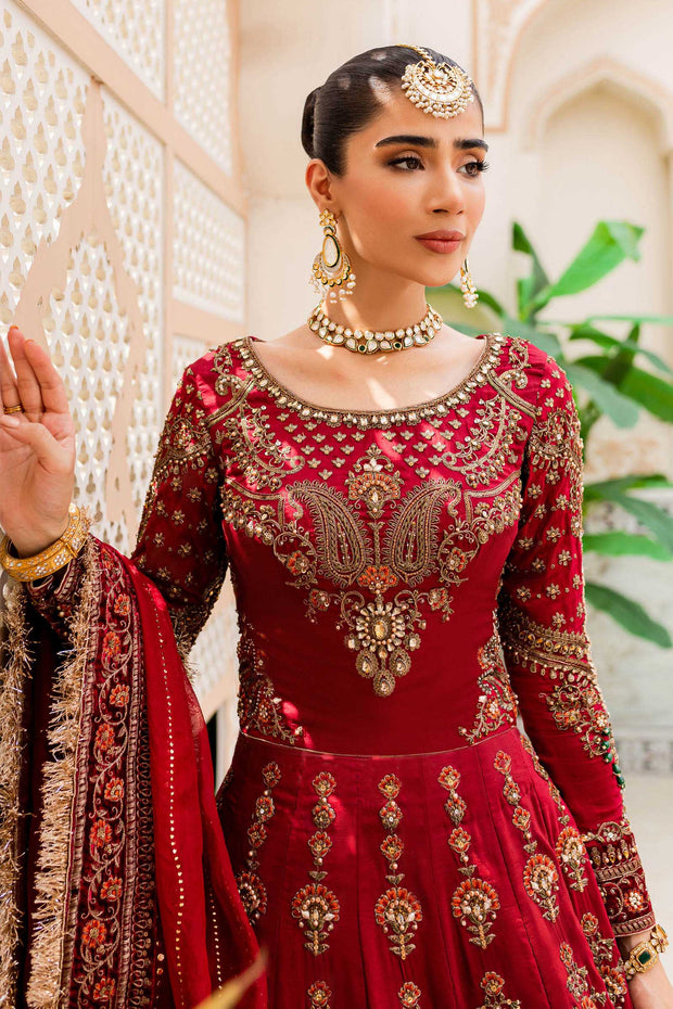 Premium Pakistani Bridal Dress in Red Lehenga and Choli Style