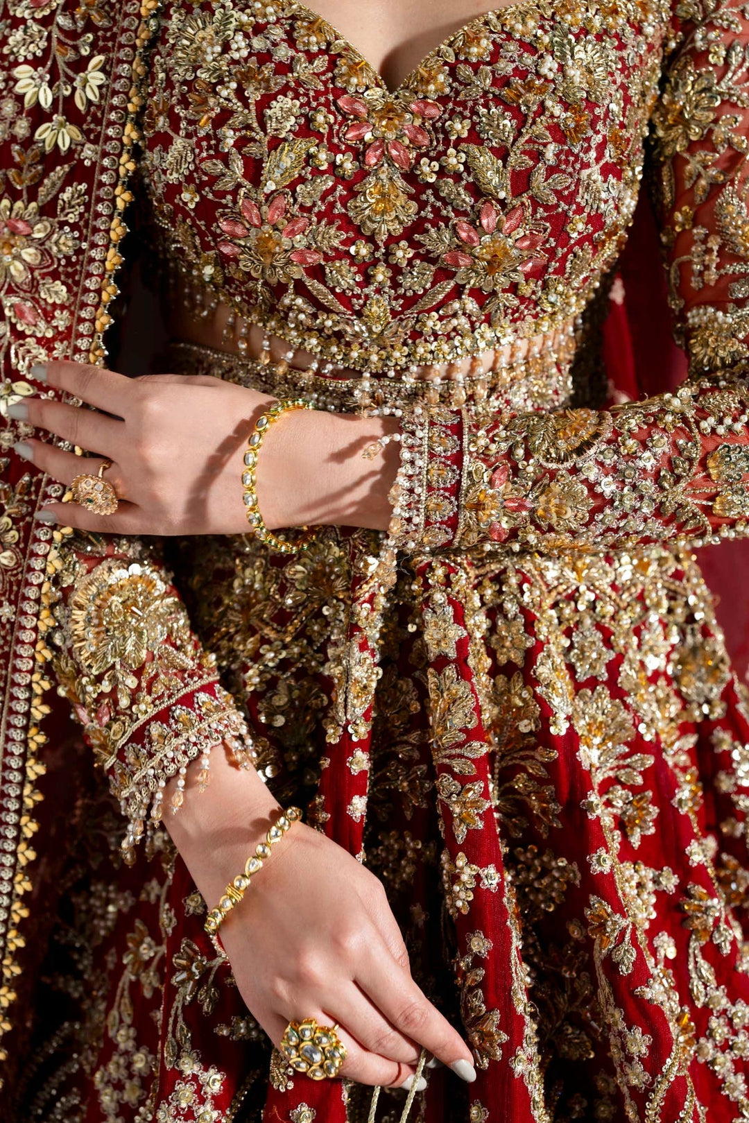 Stunning Pakistani Bridal Lehenga in Wedding Red