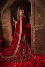 Premium Pakistani Bridal Red Dress in Kameez and Lehenga Style