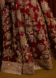 Premium Pakistani Bridal Red Pishwas Lehenga and Dupatta Dress