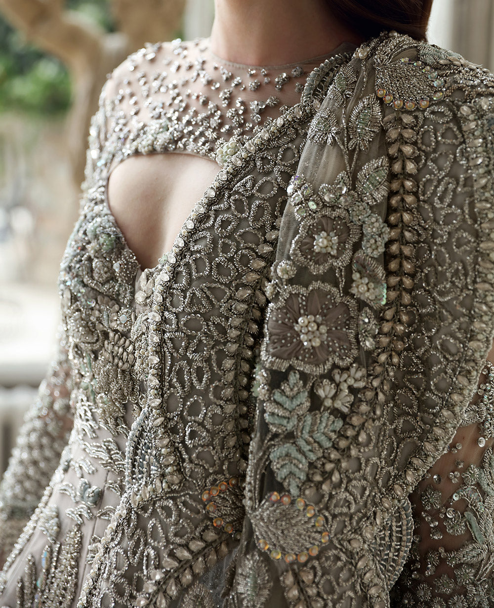 Premium Pakistani Bridal Walima Dress in Gown and Dupatta Style